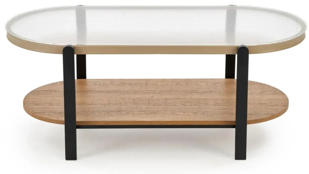 Ława owalna KAMALA 54x110 dąb naturalny/czarny HALMAR