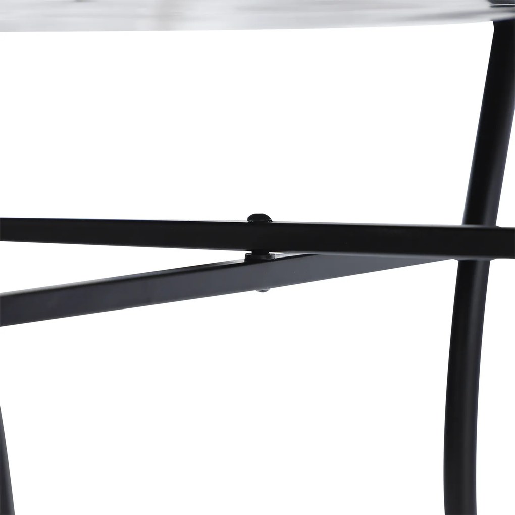 Outsunny Stolik Ogrodowy Balkonowy Mozaikowy Okrągły Stal i Ceramika Pomarańczowy Biały 60x71cm | Aosom PL