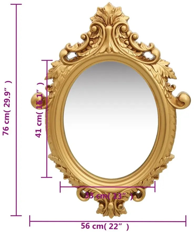 Owalne Złote Lustro W Stylu Glamour L6-B99