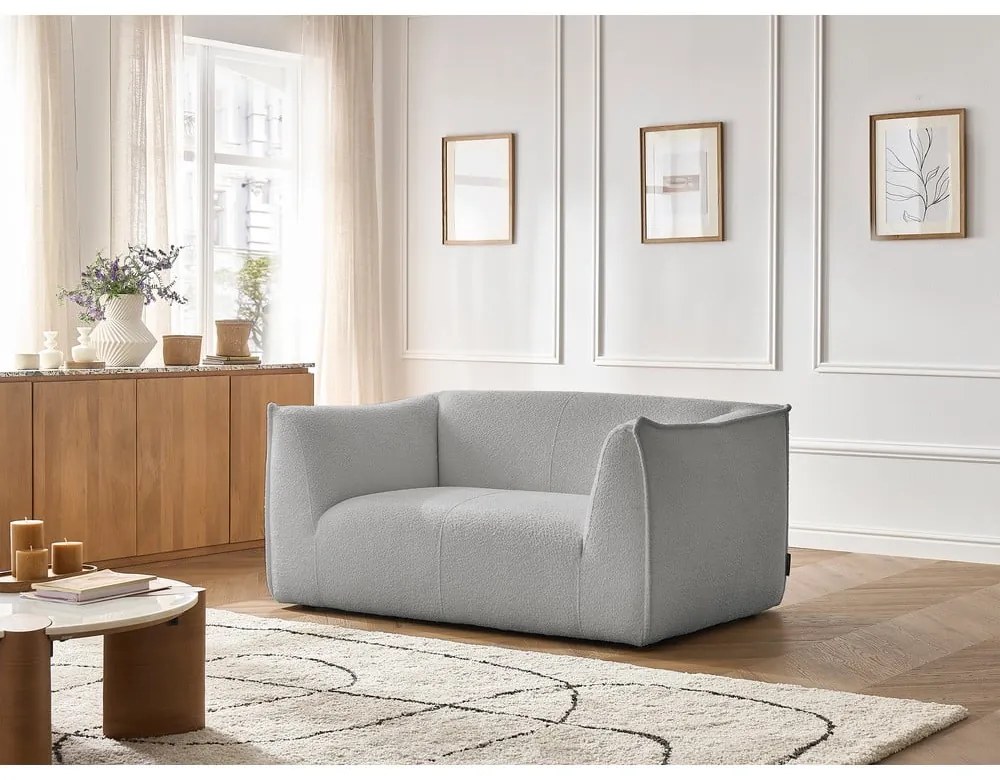 Jasnoszara sofa z materiału bouclé 170 cm Giorgia – Bobochic Paris