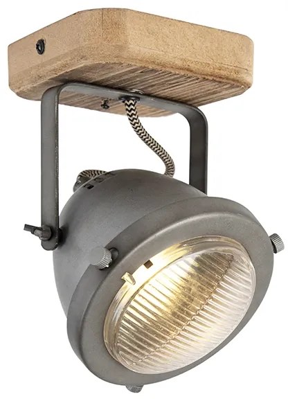 Industrialny reflektor stalowy z drewnem, regulowany - Emado