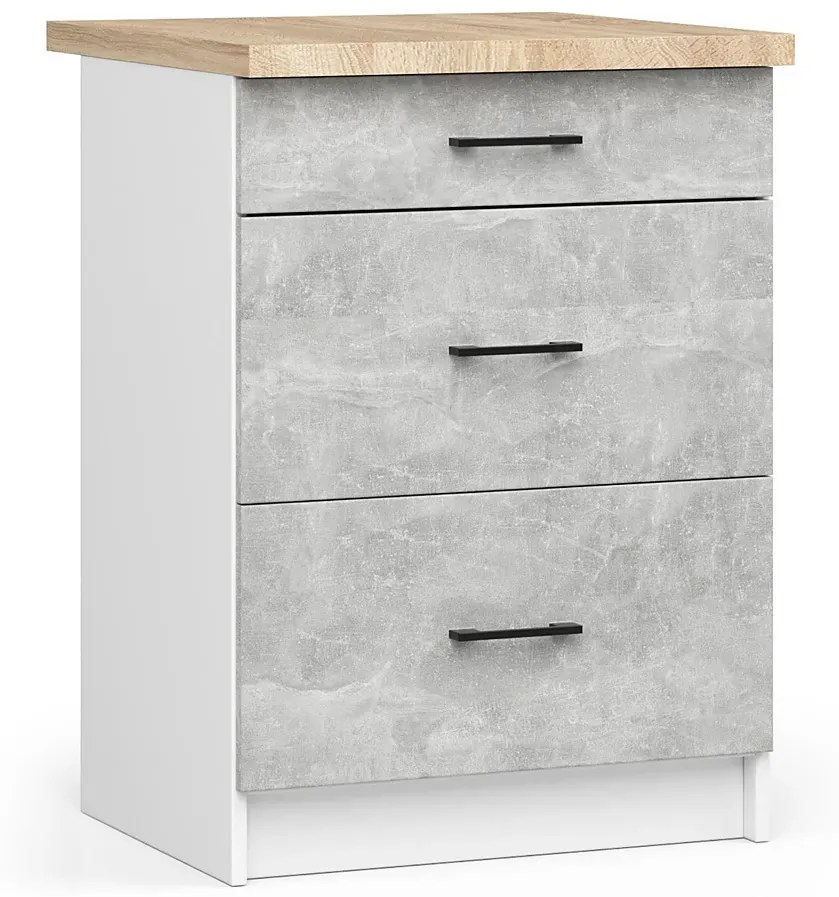 Szafka kuchenna dolna z szufladami w kolorze betonu A1-N10