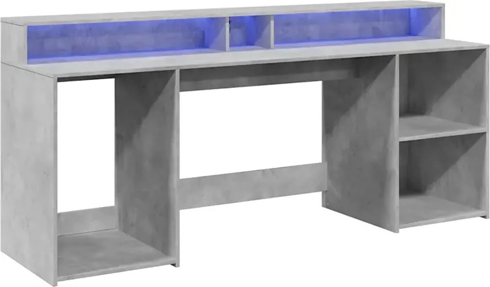 Podświetlane biurko 200 cm betonowa szarość P5-E55