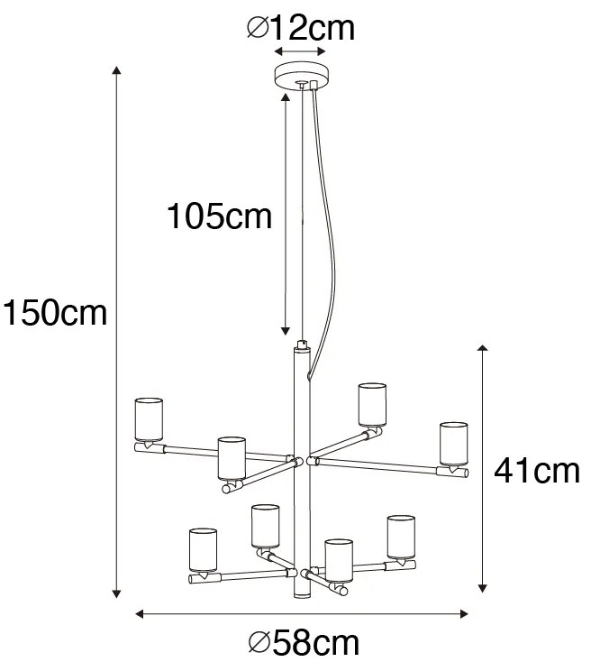Nowoczesna lampa wisząca czarna 8-światłowa - Osprey Nowoczesny Oswietlenie wewnetrzne