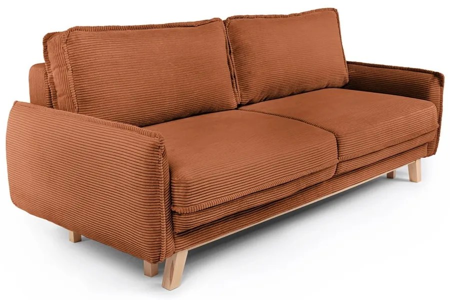 Pomarańczowa sztruksowa rozkładana sofa 218 cm Tori – Bonami Selection