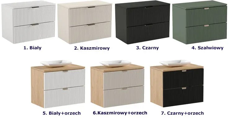 Ryflowana szafka łazienkowa pod umywalkę biały + orzech Jetra