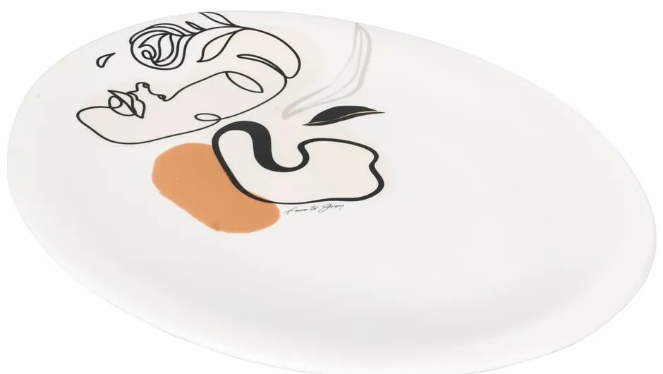 Ceramiczny talerz do serwowania VDE Tivoli 1996 Face to Grey, 38 x 27,5 cm