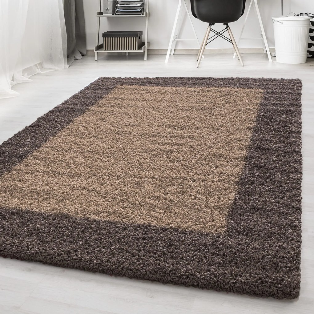 Dywan shaggy Life brązowo-beżowy 60 cm x 110 cm