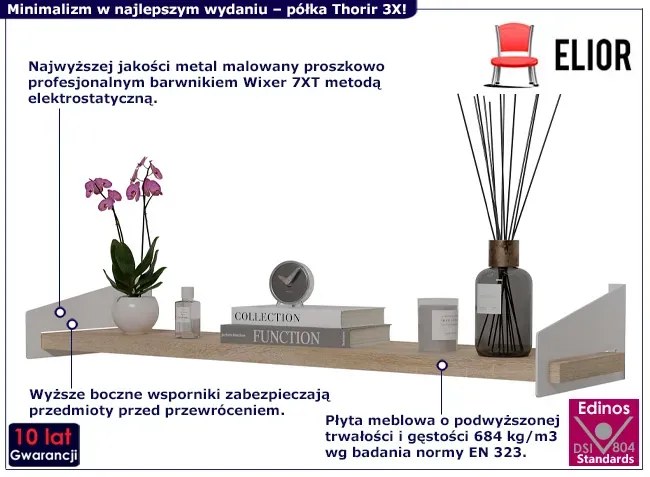 Skandynawska półka na kwiaty biały + dąb sonoma D4-G61