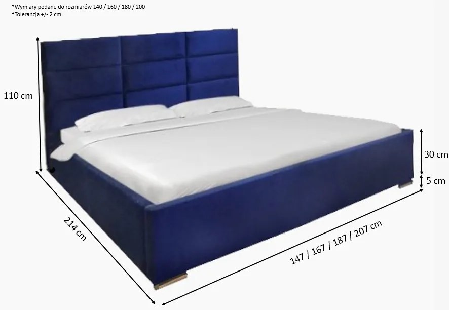 Łóżko sypialniane FOX3 SLIM - 140x200