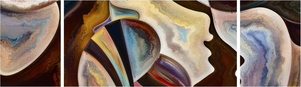 Obraz - Abstrakcja głów (170x50 cm)