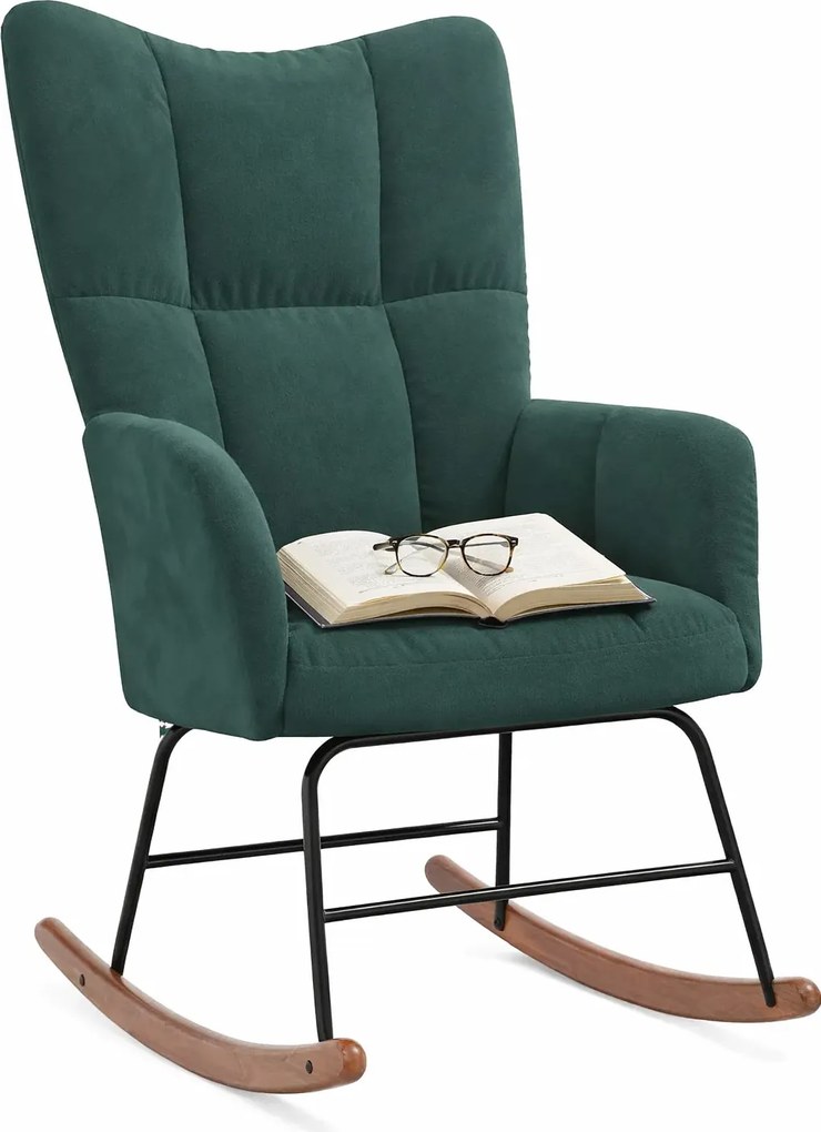 Ciemnozielony bujany fotel wypoczynkowy N7-R68