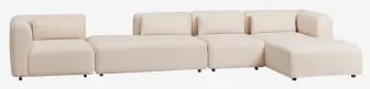 Sofa Modułowy Z Prawym Szezlongiem, 4-częściowy Z Otomanką Fogler Tkanina Baranek Boucle Kremowy Beż - Sklum
