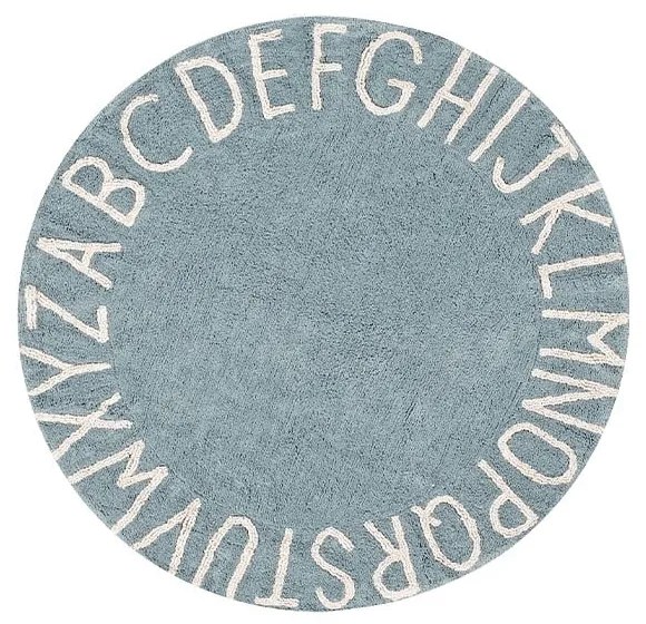 Jasnoniebieski bawełniany dywan dziecięcy tkany ręcznie odpowiedni do prania ø150 cm ABC Vintage Blue – Lorena Canals