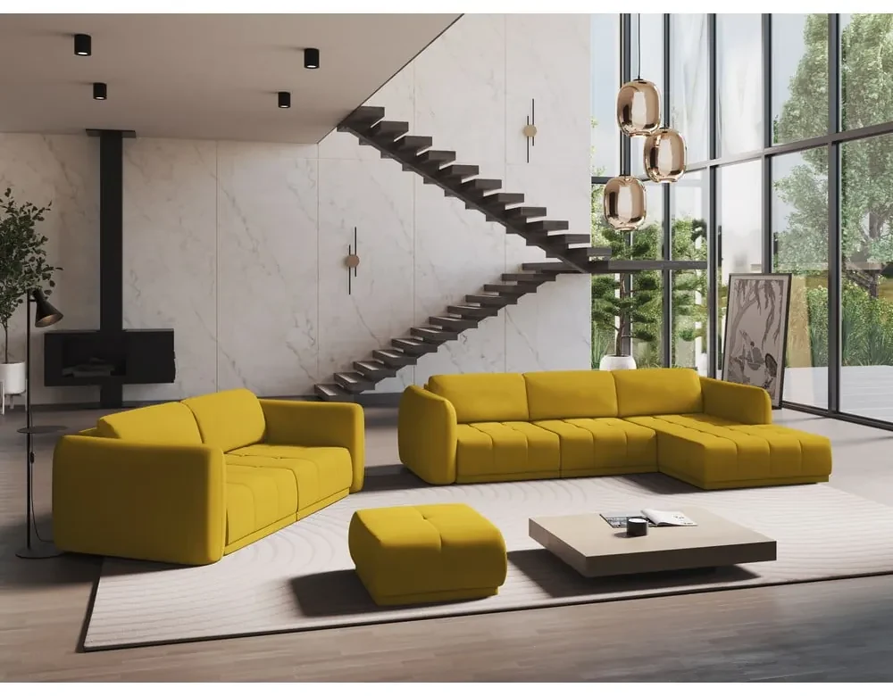 Żółta sofa 210 cm Hoku – Makamii