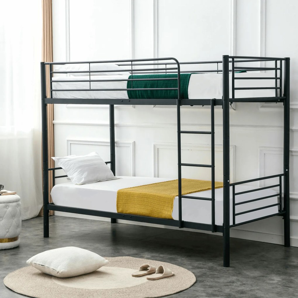 Łóżko Piętrowe Dla Dzieci 90x200 cm RODEZ Metalowe Czarne