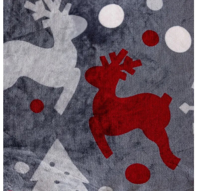 2x Szary świąteczny koc z mikropluszu CHRISTMAS MAGIC 150x200 cm