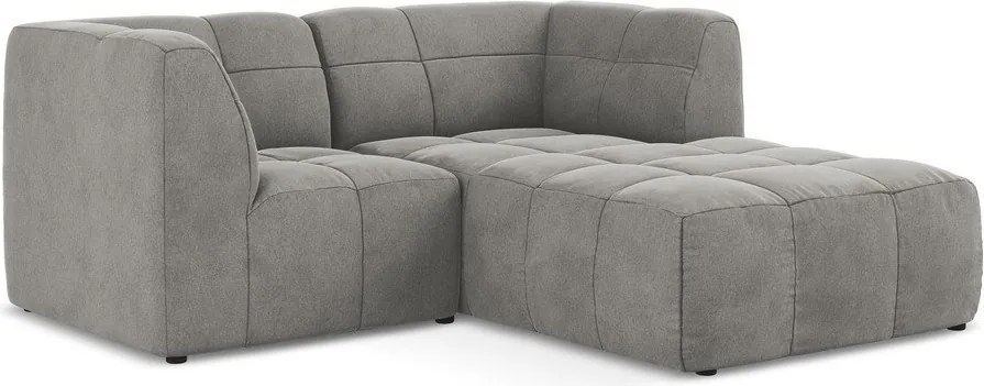 Szary aksamitny narożnik (prawostronny/z szezlongiem) Aloha – Makamii