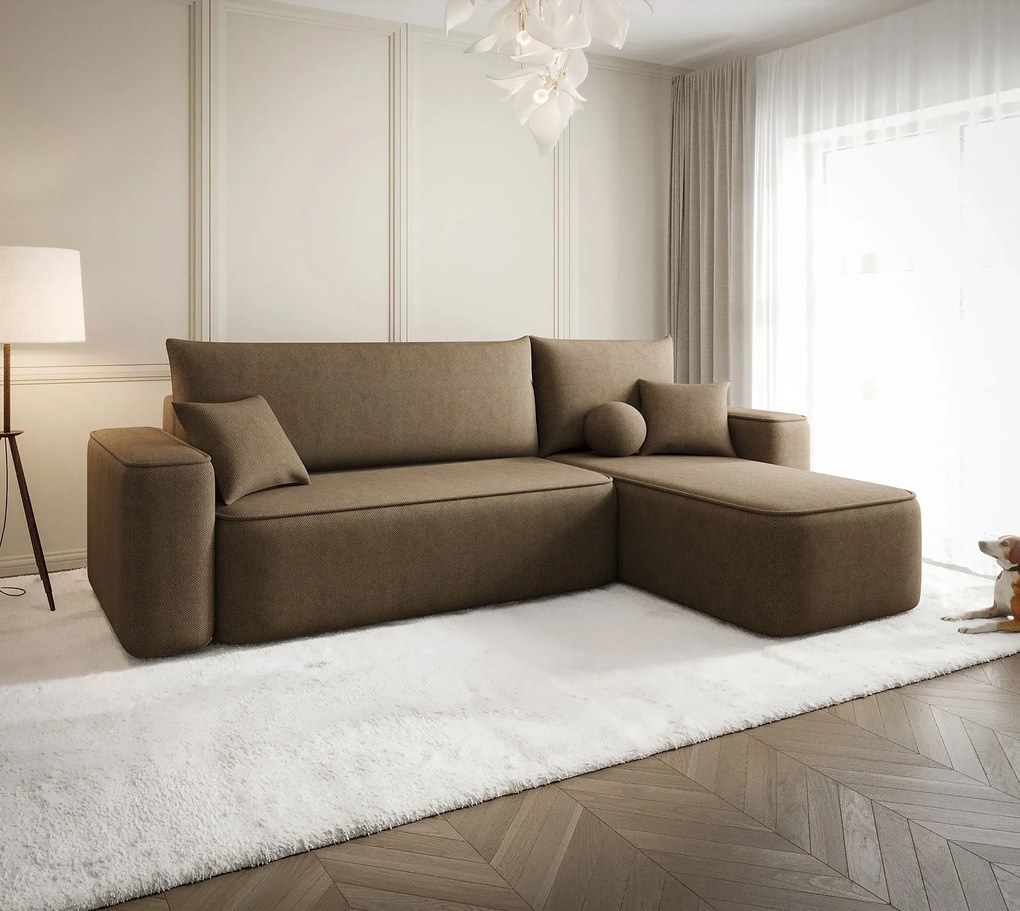 Brązowy narożnik z funkcją spania M5-W35