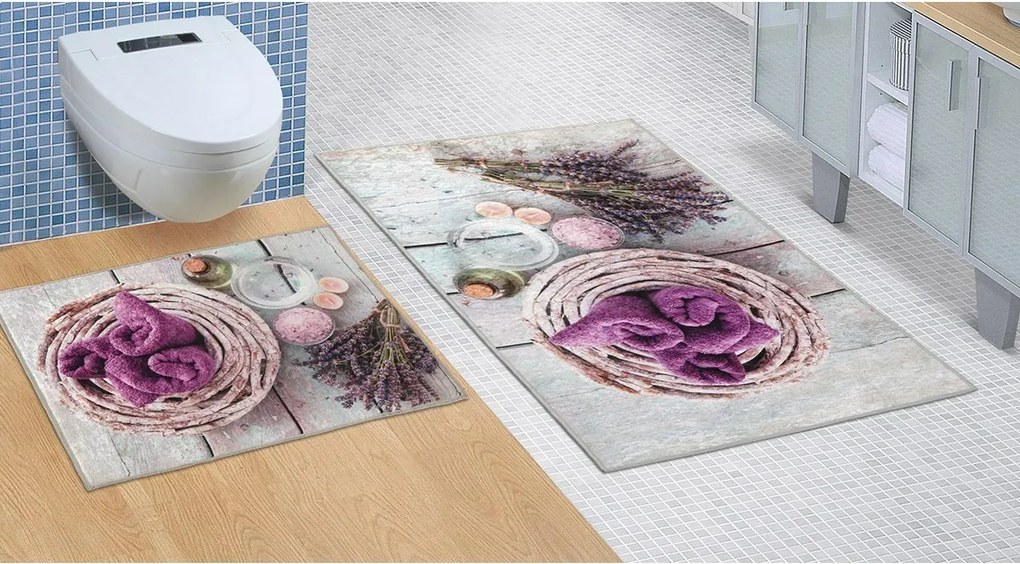 Komplet łazienkowy bez wycięcia Lawenda, 60 x 100 cm, 60 x 50 cm