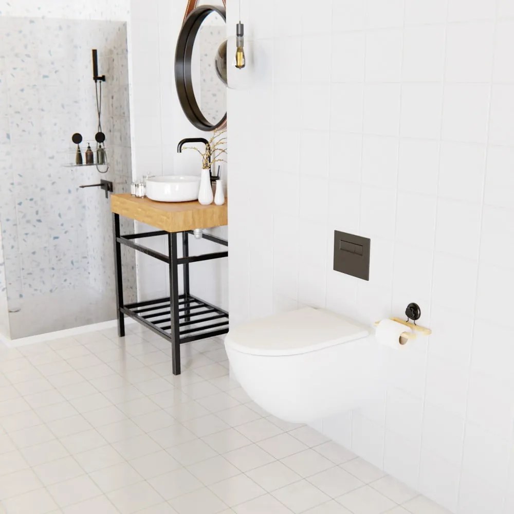 Bambusowy samoprzyczepny uchwyt na papier toaletowy Compactor Bestlock SPA
