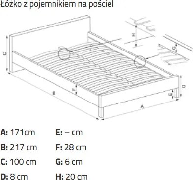 Dwuosobowe łóżko z pojemnikiem na pościel Padva 160
