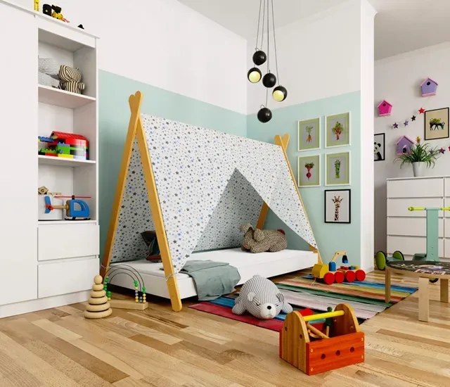 Białe łóżko dziecięce namiot tipi - Welma 3X 80x160