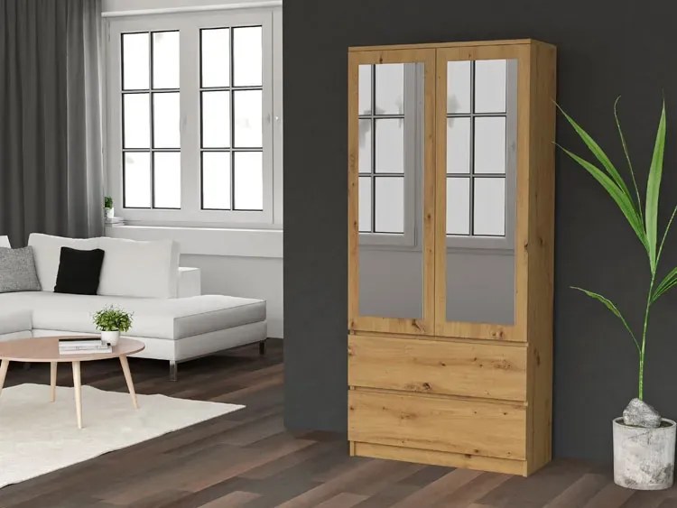 Nowoczesna szafa z szufladami dąb artisan W3-L07