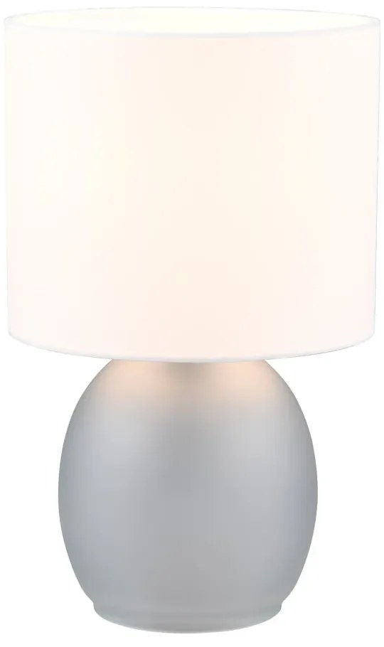 Lampa stołowa w biało-srebrnym kolorze z tekstylnym kloszem (wys. 29 cm) Vela – Trio
