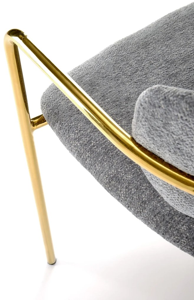 Krzesło Jadalniane Popielaty, K537 Tkanina RAVEN, Złoty Chrom, Glamour