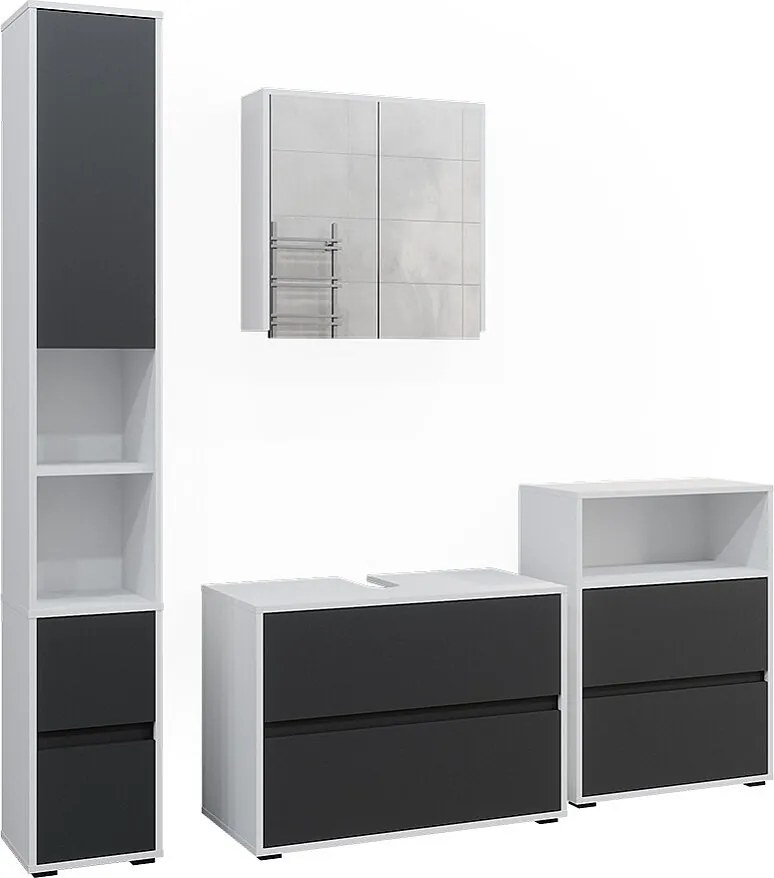 Zestaw mebli łazienkowych biały/antracyt 80x40x58 maltin