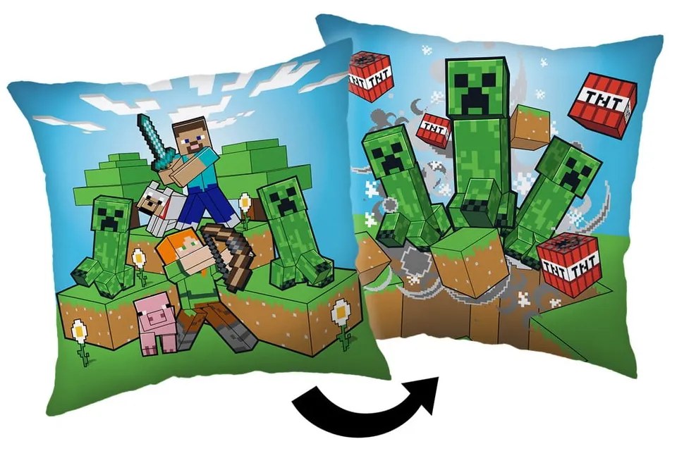 Poduszka dziecięca 40x40 cm Minecraft "Creeper Rush" – Jerry Fabrics