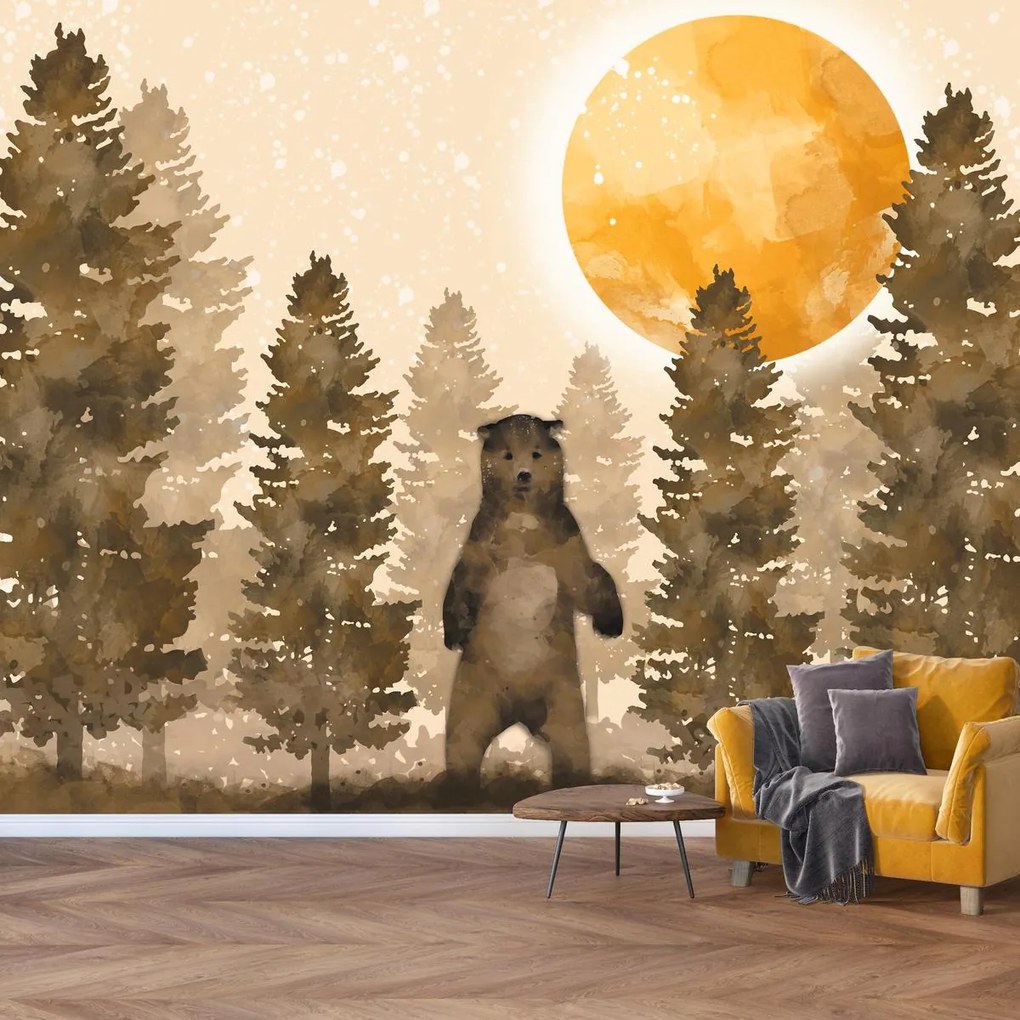 Fototapeta - Niedźwiedź, akwarela (196x136 cm)
