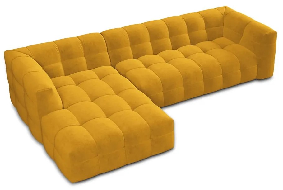 Żółty aksamitny narożnik Windsor &amp; Co Sofas Vesta, lewostronny