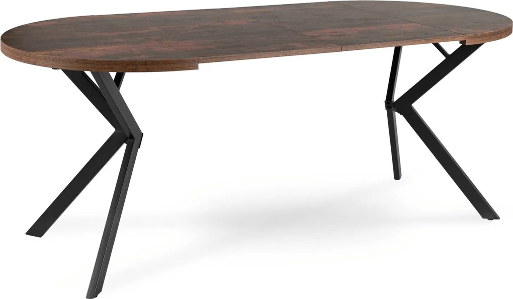 Stół rozkładany w stylu industrialnym Lugo 90-190 cm, dąb rustykalny/czarny