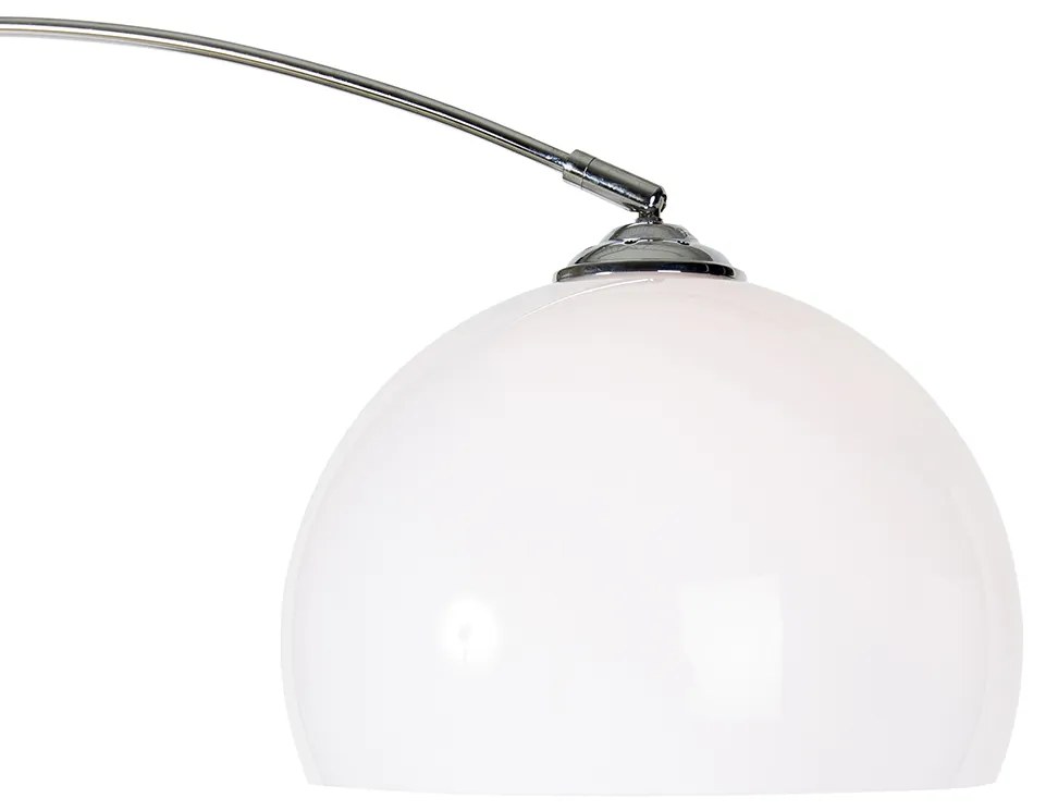 Luk Nowoczesna lampa łukowa chromowana z białym kloszem - Arc Basic Nowoczesny Oswietlenie wewnetrzne