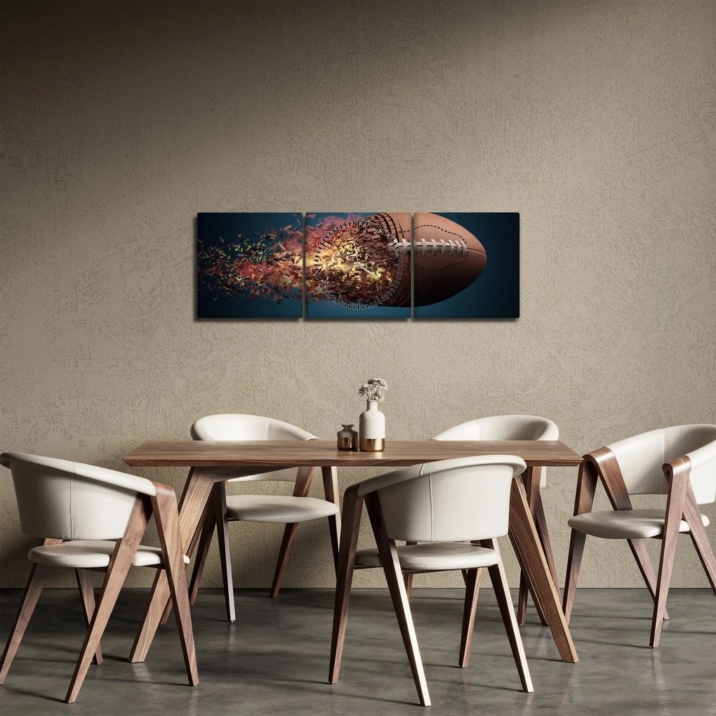 Obraz - Piłka do rugby w akcji (z zegarem) (90x30 cm)