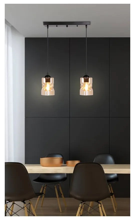 Czarna lampa wisząca ze szklanym kloszem 10x44 cm Felis – Candellux Lighting