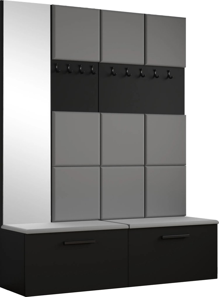 Masseno Garderoba MODULO 161,2/204/40 cm do Przedpokoju Nowoczesna Czarna
