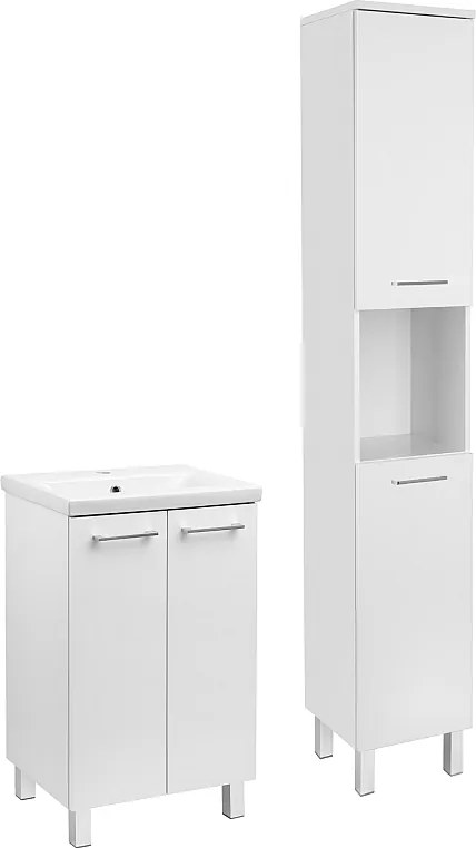Biały Zestaw do Łazienki Stojący 50cm Szafka z Umywalką Słupek
