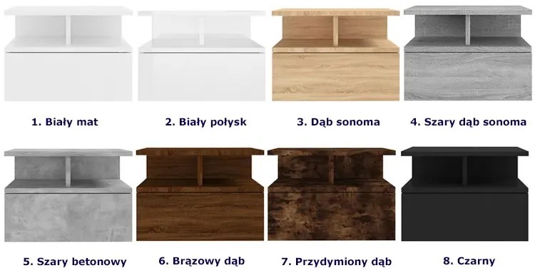 Szafka nocna ścienna w kolorze szary beton H7-F81
