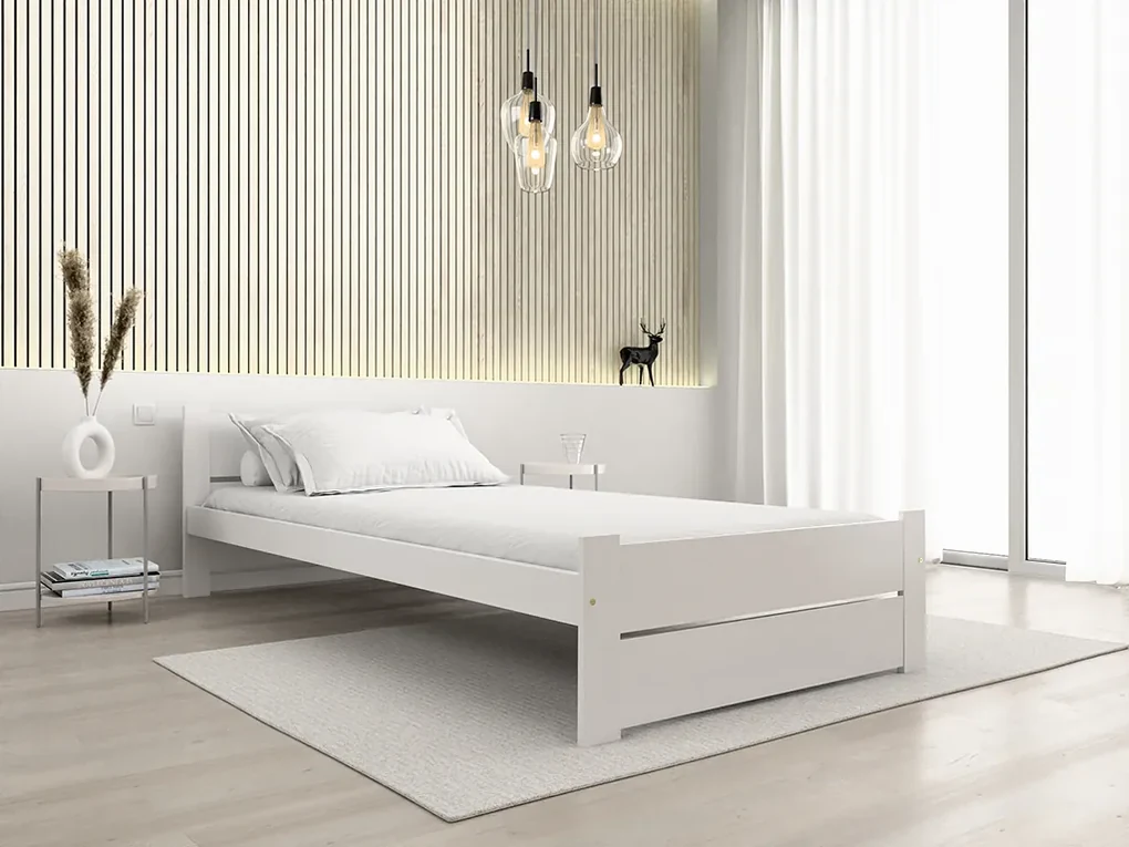 Łóżko IKAROS DOUBLE 90 x 200 cm, białe Stelaż: Bez stelaża, Materac: Materac Deluxe 10 cm