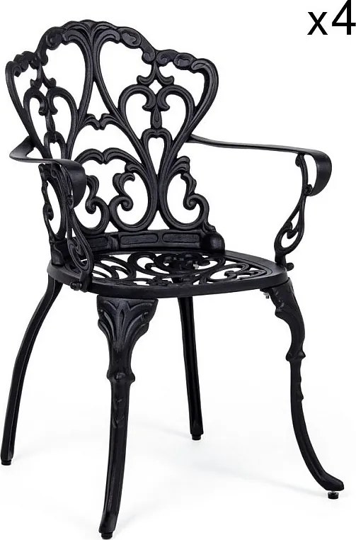 Zestaw 4 krzeseł aluminiowych z podłokietnikami w kolorze antracytowym - VICTORIA