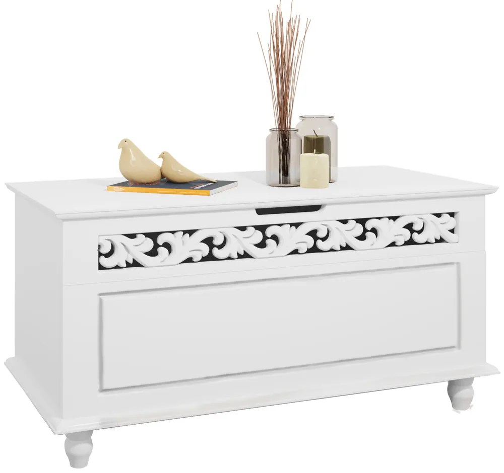 Skrzynia drewniana JERSEY, 80x40x48cm, biała Casaria