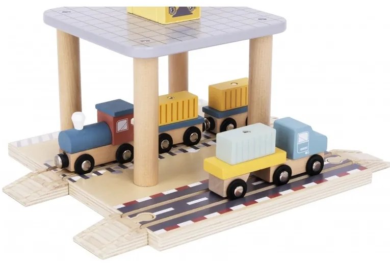 Tooky toy dźwig portowy drewniany zestaw