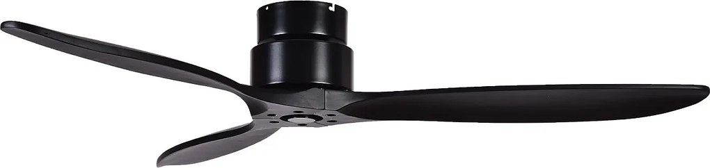 Wentylator sufitowy MISTRAL w nowoczesnym stylu - silnik pr?du sta?ego - 24W SMD LED - Kselect - pilot - bez ?wiat?a - 3 ?opatki - ø132 cm - stal i drewno - czarny