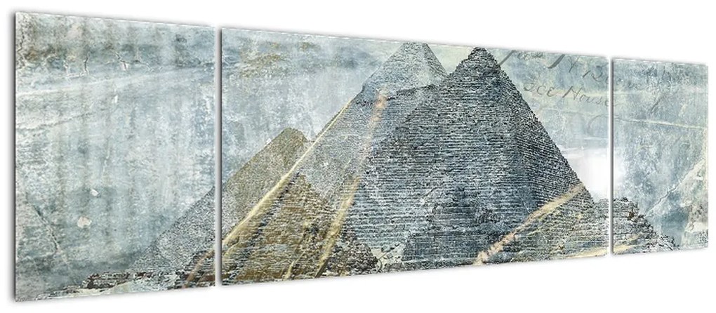 Obraz - Piramidy w niebieskim filtrze (170x50 cm)