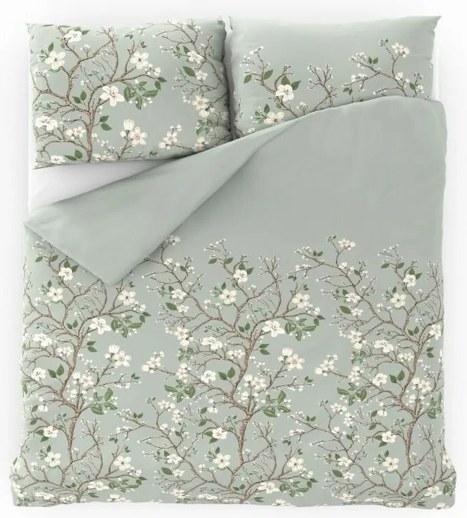 Pościel satynowa Wiosna zielony, 140 x 200 cm, 70 x 90 cm