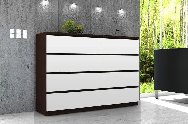 Komoda z szufladami do salonu wenge + biały - Sarleto 3X