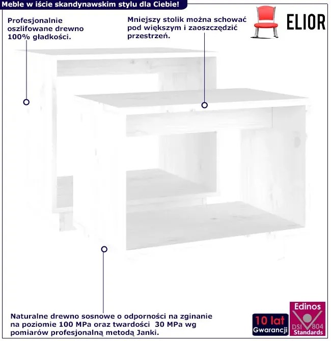 Biały zestaw 2 drewnianych stolików kawowych K5-C17